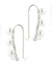 Load image into Gallery viewer, Sterling Silver Siena CZ & Pearl Threader Earrings