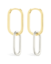 Load image into Gallery viewer, Sterling Silver Raleigh Link Drop Hoops