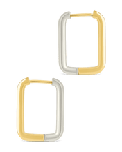 Load image into Gallery viewer, Jana Dual Tone Rectangle Hoops