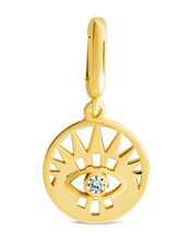 Load image into Gallery viewer, Sterling Silver CZ Evil Eye Disc Charm