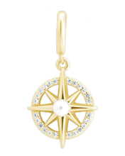 Load image into Gallery viewer, Sterling Silver CZ & Pearl Compass
