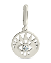 Load image into Gallery viewer, Sterling Silver CZ Evil Eye Disc Charm