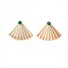 Load image into Gallery viewer, 14K GF Swarovski emerald green stud earrings