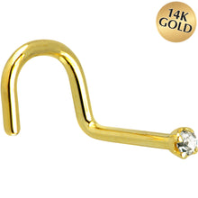 Load image into Gallery viewer, Solid 14K Yellow Gold 1.5mm Genuine Diamond Nose Ring