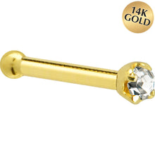 Load image into Gallery viewer, Solid 14K Yellow Gold 1.5mm Genuine Diamond Nose Ring