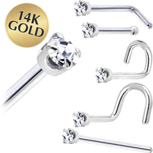 Load image into Gallery viewer, Solid 14K White Gold 1.5mm Genuine Diamond Nose Ring