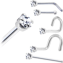 Load image into Gallery viewer, Solid 14K White Gold 1.5mm Genuine Diamond Nose Ring