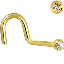 Load image into Gallery viewer, Solid 14K Yellow Gold 2mm Clear Cubic Zirconia Nose Ring