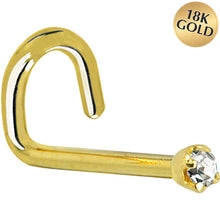 Load image into Gallery viewer, Solid 18K Yellow Gold 1.5mm Genuine Diamond Nose Ring
