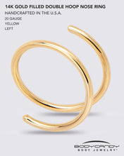Load image into Gallery viewer, Double Hoop Nose 14k Yellow Gold Filled Spiral Nose Ring