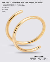 Load image into Gallery viewer, Double Hoop Nose 14k Yellow Gold Filled Spiral Nose Ring