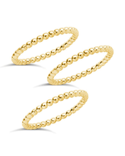 Load image into Gallery viewer, Sterling Silver Beaded Ring Set of 3