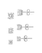 Load image into Gallery viewer, Sterling Silver CZ Stud Earring Set