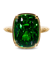 Load image into Gallery viewer, Sterling Silver Elongated Cushion Emerald CZ Cocktail Ring