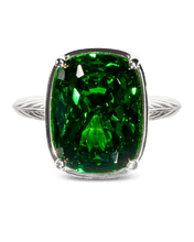 Load image into Gallery viewer, Sterling Silver Elongated Cushion Emerald CZ Cocktail Ring