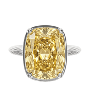 Load image into Gallery viewer, Sterling Silver Elongated Cushion Light Yellow CZ Cocktail Ring