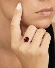 Load image into Gallery viewer, Sterling Silver Mini Garnet Elongated Cushion Ring