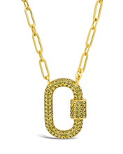 Load image into Gallery viewer, Pave CZ Carabiner Lock Necklace