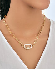 Load image into Gallery viewer, Pave CZ Carabiner Linked Lock Necklace