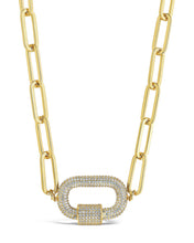 Load image into Gallery viewer, Pave CZ Carabiner Linked Lock Necklace
