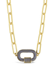 Load image into Gallery viewer, Pave CZ Carabiner Linked Lock Necklace