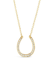 Load image into Gallery viewer, CZ Horseshoe Pendant Necklace