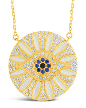 Load image into Gallery viewer, CZ Evil Eye & Enamel Petal Pendant Necklace