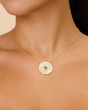 Load image into Gallery viewer, CZ Evil Eye & Enamel Petal Pendant Necklace