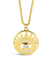 Load image into Gallery viewer, Mahana CZ Evil Eye Disk Necklace