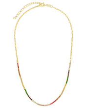Load image into Gallery viewer, Maria Chain & Rainbow CZ Tennis Necklace