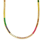 Load image into Gallery viewer, Maria Chain & Rainbow CZ Tennis Necklace
