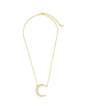 Load image into Gallery viewer, Stationed CZ Crescent Pendant Necklace