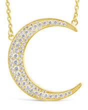 Load image into Gallery viewer, Stationed CZ Crescent Pendant Necklace