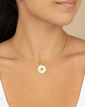Load image into Gallery viewer, CZ & Mother of Pearl Evil Eye Pendant Necklace
