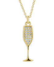 Load image into Gallery viewer, Pave CZ Champagne Flute Pendant