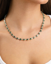 Load image into Gallery viewer, Emerald Pear & Round Cut Bezel CZ Tennis Necklace