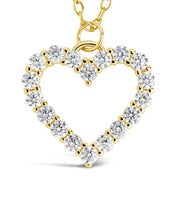 Load image into Gallery viewer, Sterling Silver Cubic Zirconia Outline Heart Pendant Necklace