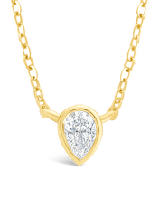 Load image into Gallery viewer, Sterling Silver Pear Bezel Set Pendant