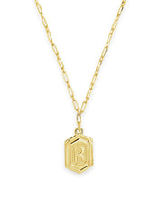 Load image into Gallery viewer, Hexagon Tag Initial Pendant Necklace