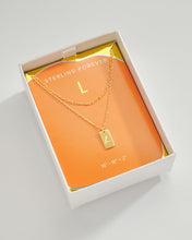 Load image into Gallery viewer, Initial Tag Layered Chain Necklace