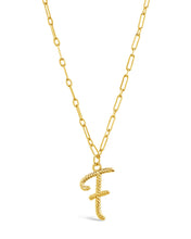 Load image into Gallery viewer, Textured Initial Charm Pendant Necklace