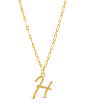 Load image into Gallery viewer, Textured Initial Charm Pendant Necklace