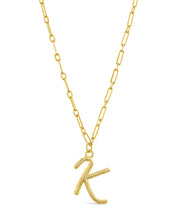 Load image into Gallery viewer, Textured Initial Charm Pendant Necklace