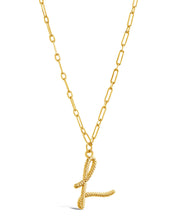 Load image into Gallery viewer, Textured Initial Charm Pendant Necklace
