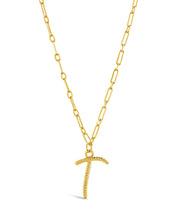 Load image into Gallery viewer, Textured Initial Charm Pendant Necklace