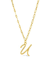 Load image into Gallery viewer, Textured Initial Charm Pendant Necklace