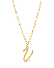 Load image into Gallery viewer, Textured Initial Charm Pendant Necklace