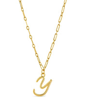 Load image into Gallery viewer, Textured Initial Charm Pendant Necklace
