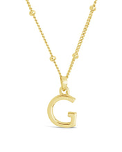 Load image into Gallery viewer, Sterling Silver Initial Necklace with Beaded Chain