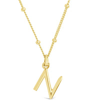 Load image into Gallery viewer, Sterling Silver Initial Necklace with Beaded Chain